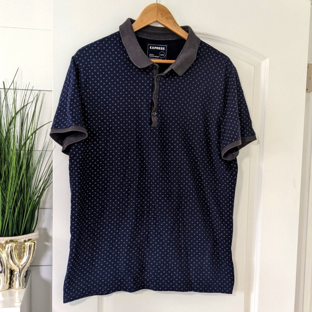 Express Stretch Patterned Polo Sz XL